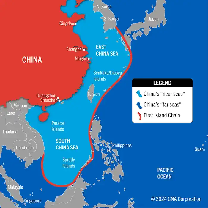Map of East China Sea and South China Sea