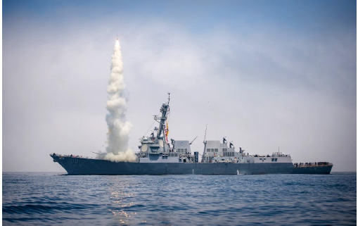 : 180817-N-LI768-1091 PACIFIC OCEAN (Aug. 17, 2018) The Arleigh Burke-class guidedmissile destroyer USS Dewey (DDG 105) launches a Tomahawk cruise missile while underway in the western Pacific Ocean. (U.S. Navy photo by Mass Communication Specialist 2nd Class Devin M. Langer)